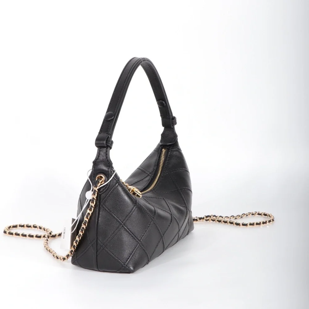 Tory Burch Black Quilted Leather Hobo Shoulder Bag